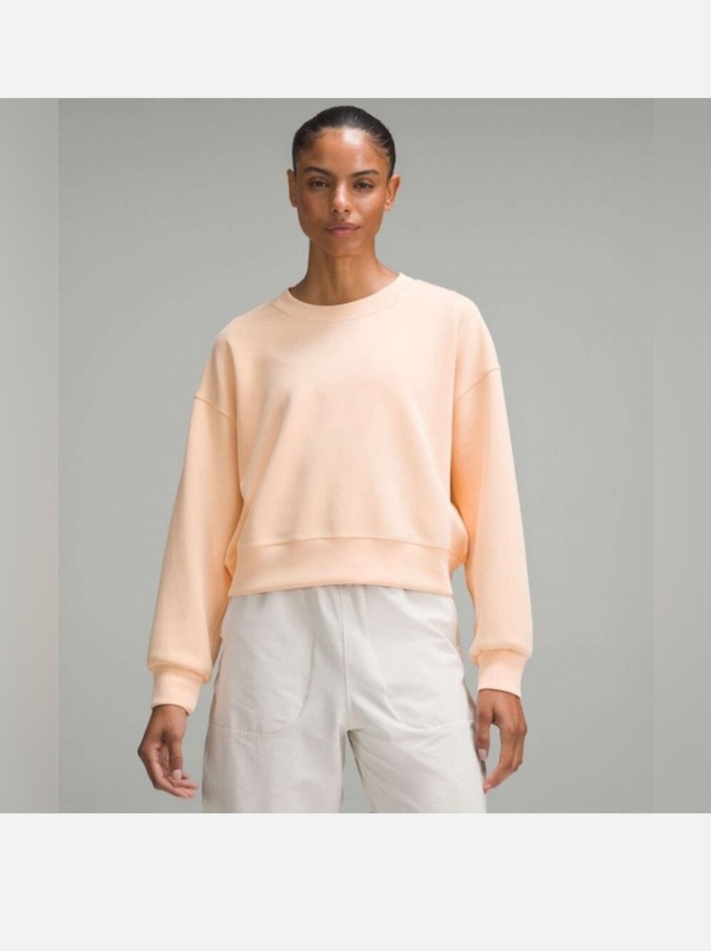 Lululemon Softstreme Perfectly Oversized Cropped Crew Peach Bellini Size 6